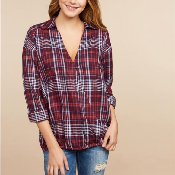 Jessica Simpson Tops - NWT Jessica Simpson plaid pullover nursing top